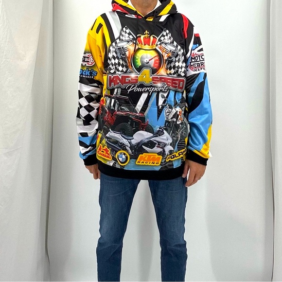 Vintage Y2K Motorsports Formula One Biker Racing Streetwear Hoodie Sweatshirt - Picture 1 of 13